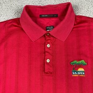 Tiger Woods Shirt Mens Large Red Nike FitDry 2008 US Open Torrey Pines Golf Polo